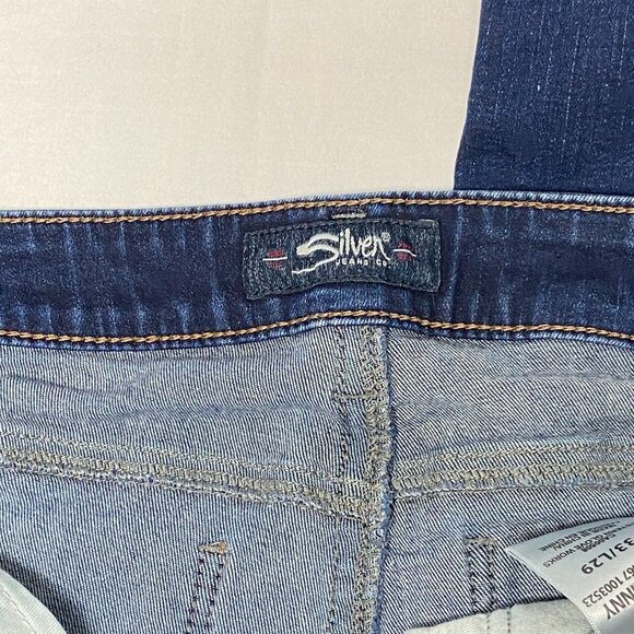 Silver MidRise Skinny Stretch Light Distress Aiko Ankle Jeans Dark Denim Wash 33 - Picture 12 of 13